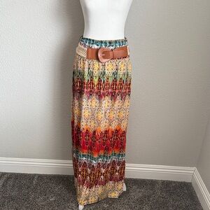 AGB Vibrant Maxi Skirt with Belt